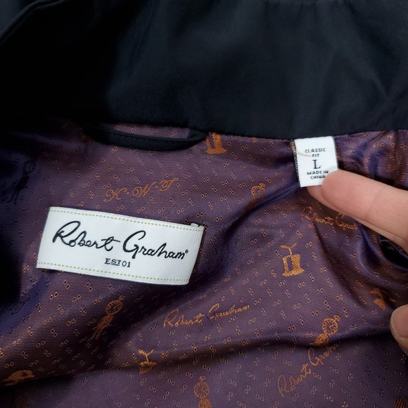 Robert Graham Navy Blue Pockets Rain Jacket Coat - Picture 6 of 8